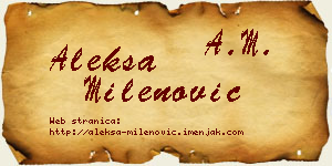 Aleksa Milenović vizit kartica